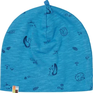 loud + proud Beanie aus Slub Jersey mit Druck Azur Hot