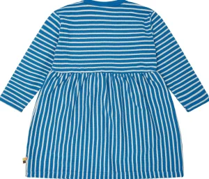 loud + proud Kleid langarm gestreift mit Rippe Azur Clearance