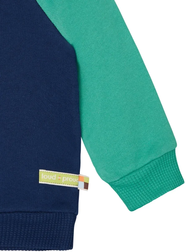 loud + proud Sweatshirt mit Raglanärmeln Ultramarine/Plant Hot