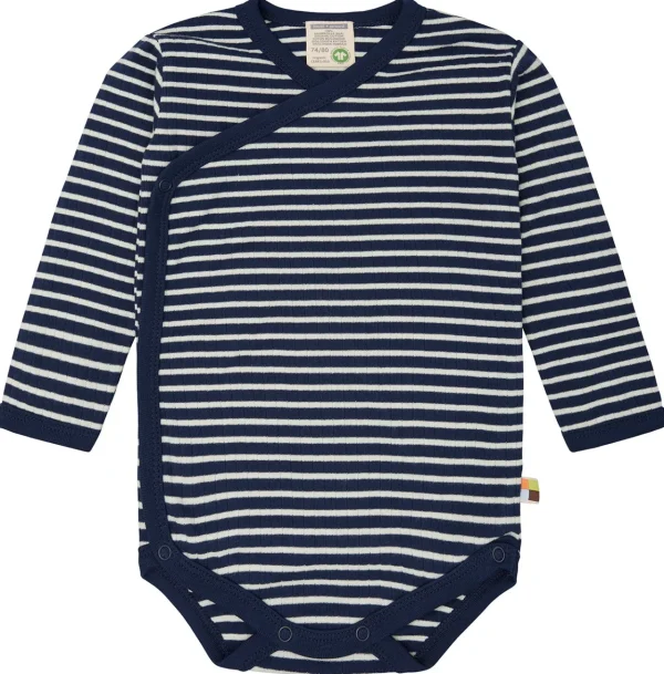 loud + proud Wickelbody langarm gestreift mit Rippe Ultramarine New