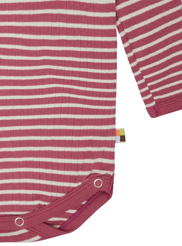 loud + proud Wickelbody langarm gestreift mit Rippe Rouge Sale
