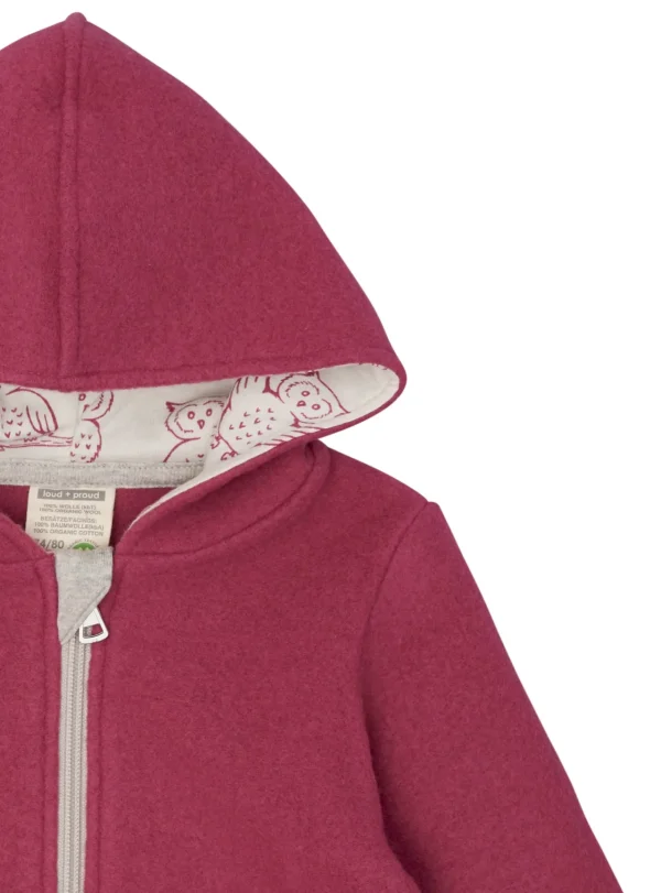loud + proud Wollfleece-Jacke mit Kapuze Rouge Sale