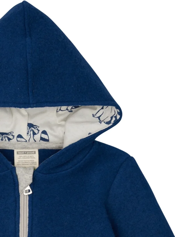 loud + proud Wollfleece-Jacke mit Kapuze Ultramarine Sale